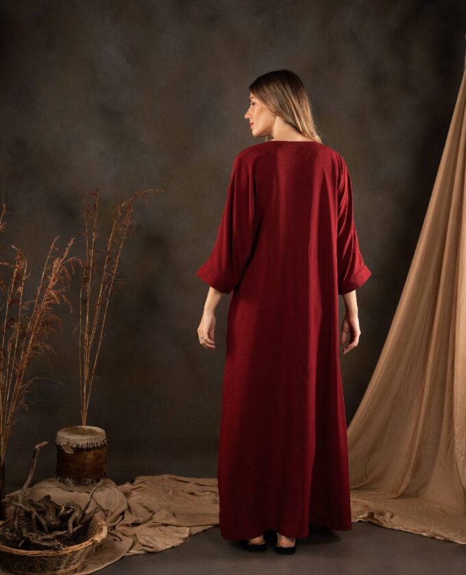 Maroon Color Long Sleeve Dress