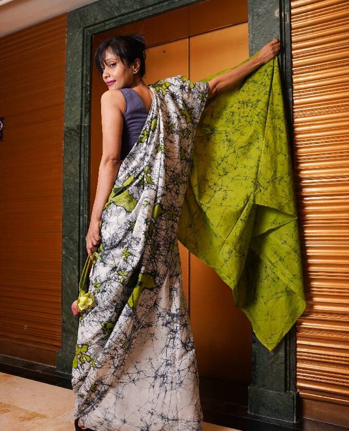 Lily floral inspired Cotton saree