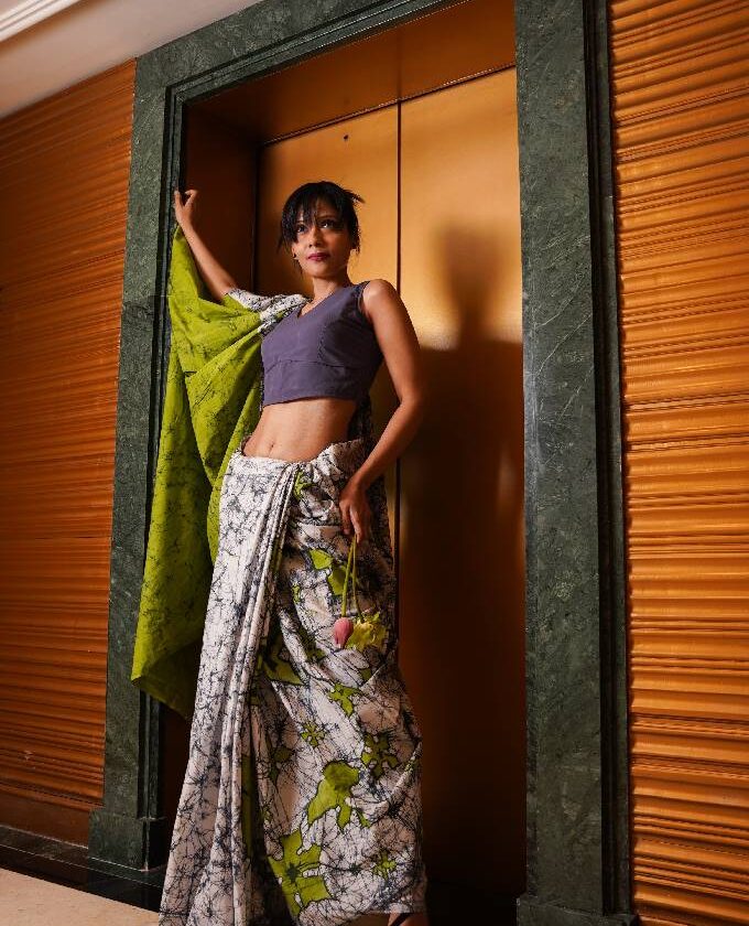 Lily floral inspired Cotton saree