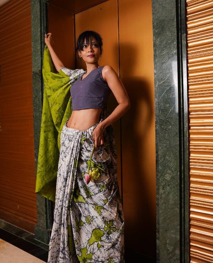 Lily floral inspired Cotton saree