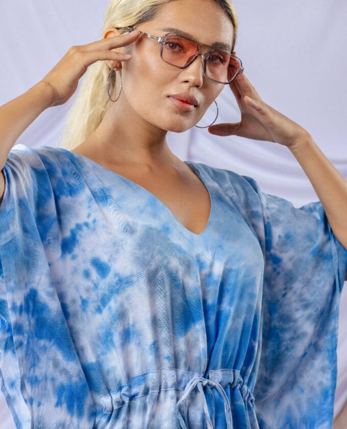 Blue Color Shaded Short Poncho