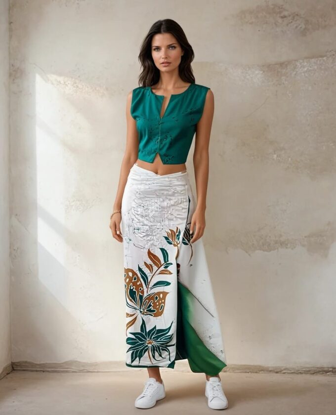 copper brown and green lungi